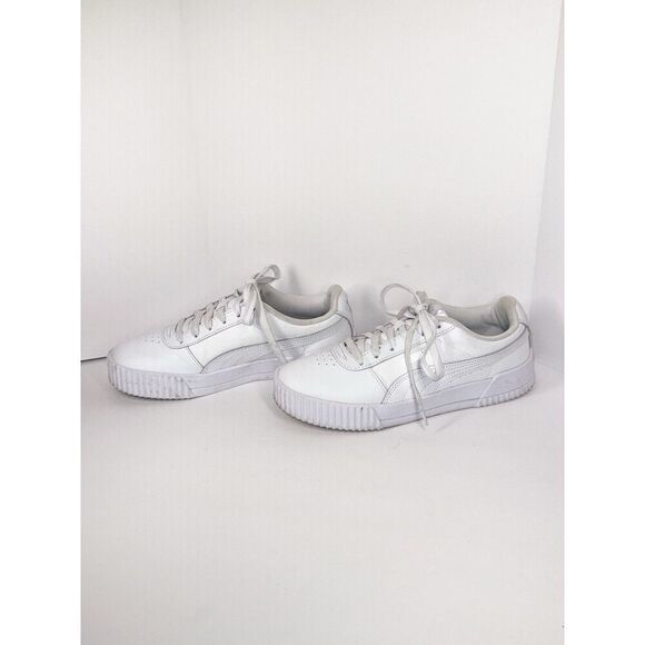 Puma Womens 8 Carina Sneakers White Leather Softfoam Trainer Comfort Athletic - Picture 4 of 15